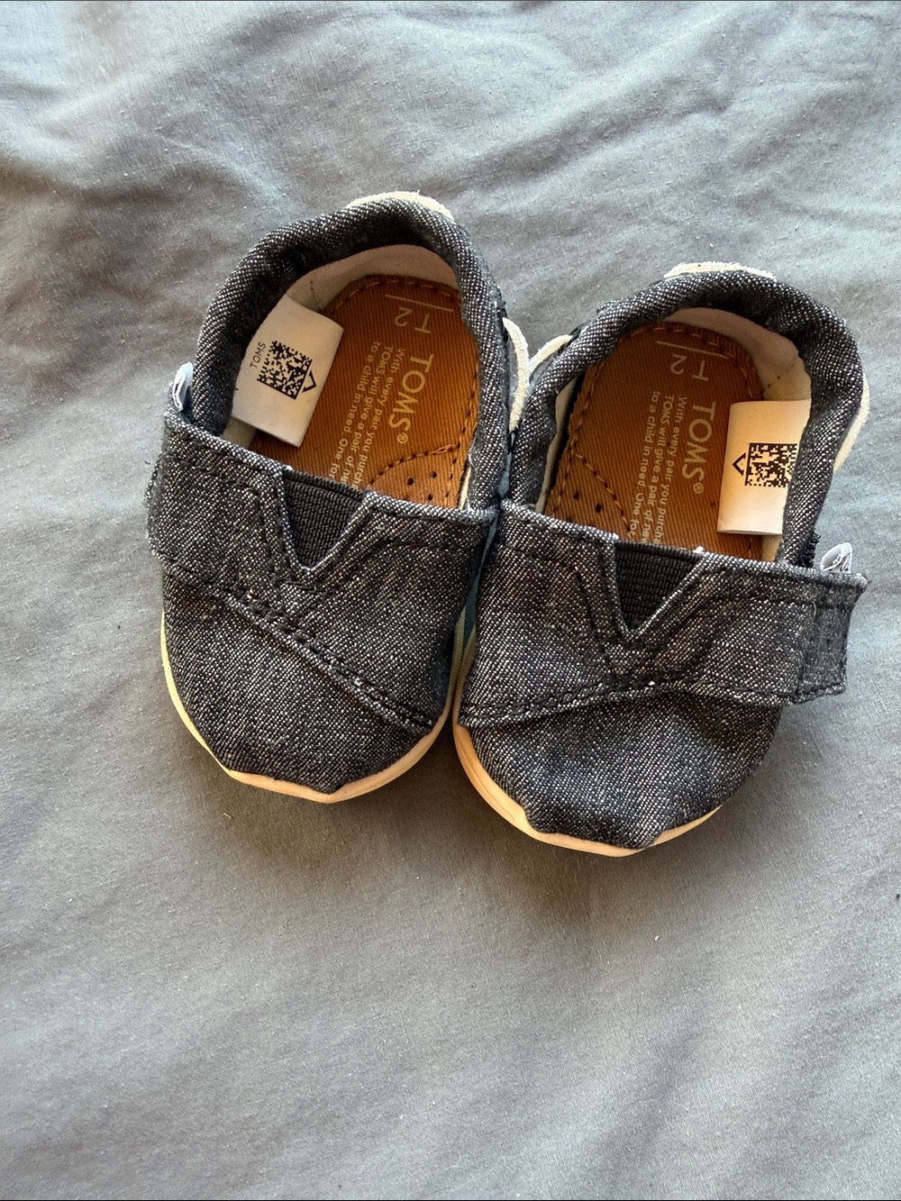 Toms Kids Denim-Style Slip-On Shoes in Dark Blue